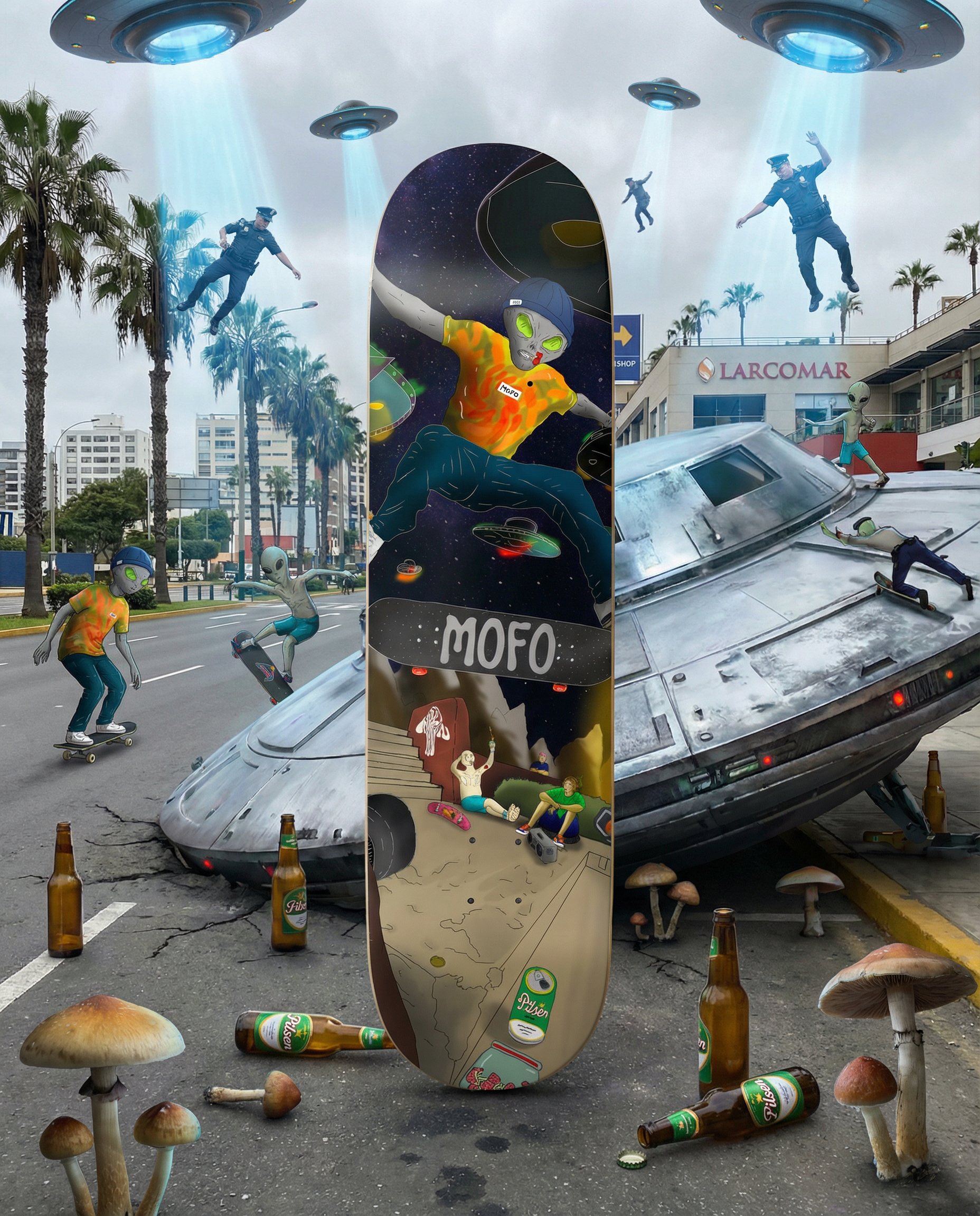 MOFO ALIEN SKATEBOARD made by Sebas Mena AKA SinPulsoo